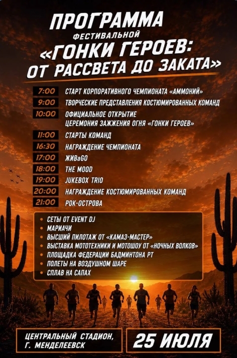 «Гонка Героев» в Менделеевске пройдет «От рассвета до заката»